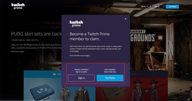 尽地求生:TwitchPrime联名套装怎么领?三步教会你支付