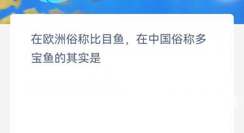 在欧洲俗称比目鱼在中国俗称多宝鱼的其实是